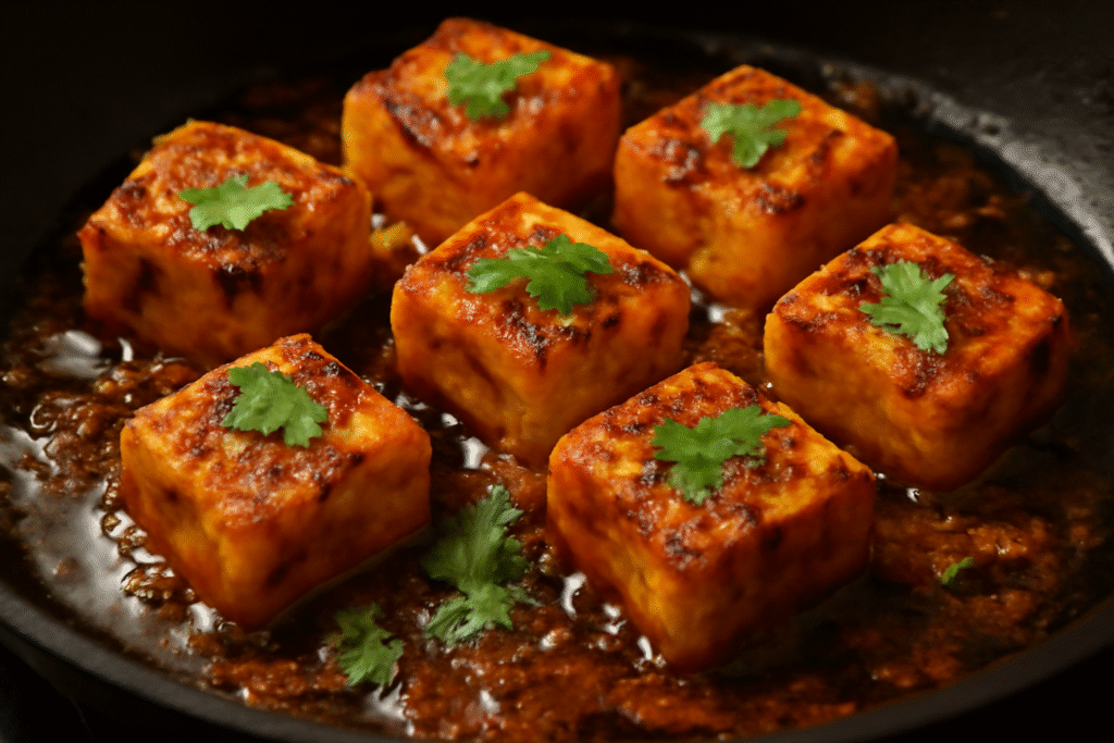 grilling or frying the paneer